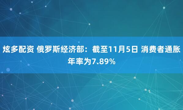 炫多配资 俄罗斯经济部：截至11月5日 消费者通胀年率为7.89%